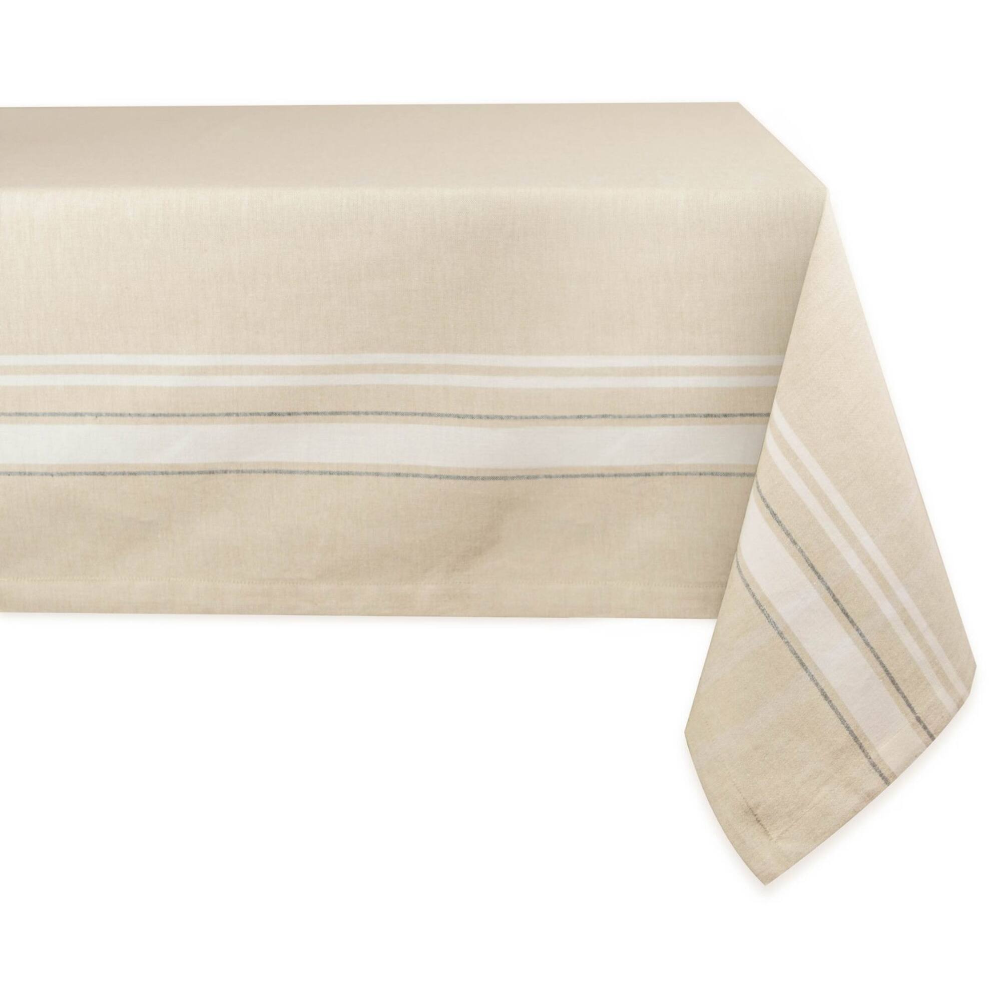 DII® 104" White French Stripe Tablecloth